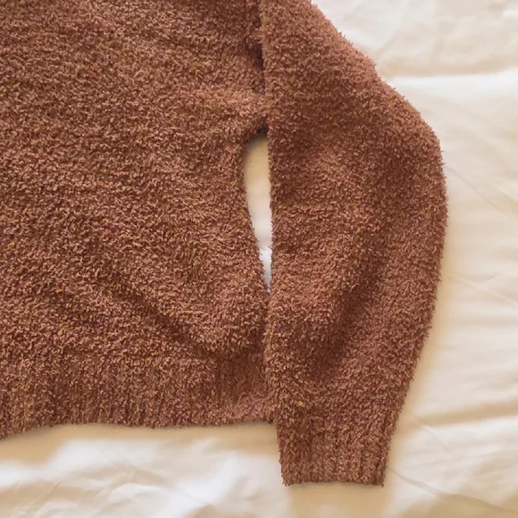 Hollister Rustic Brown Plush Sherpa Half-Zip Pullover - Picture 3 of 8